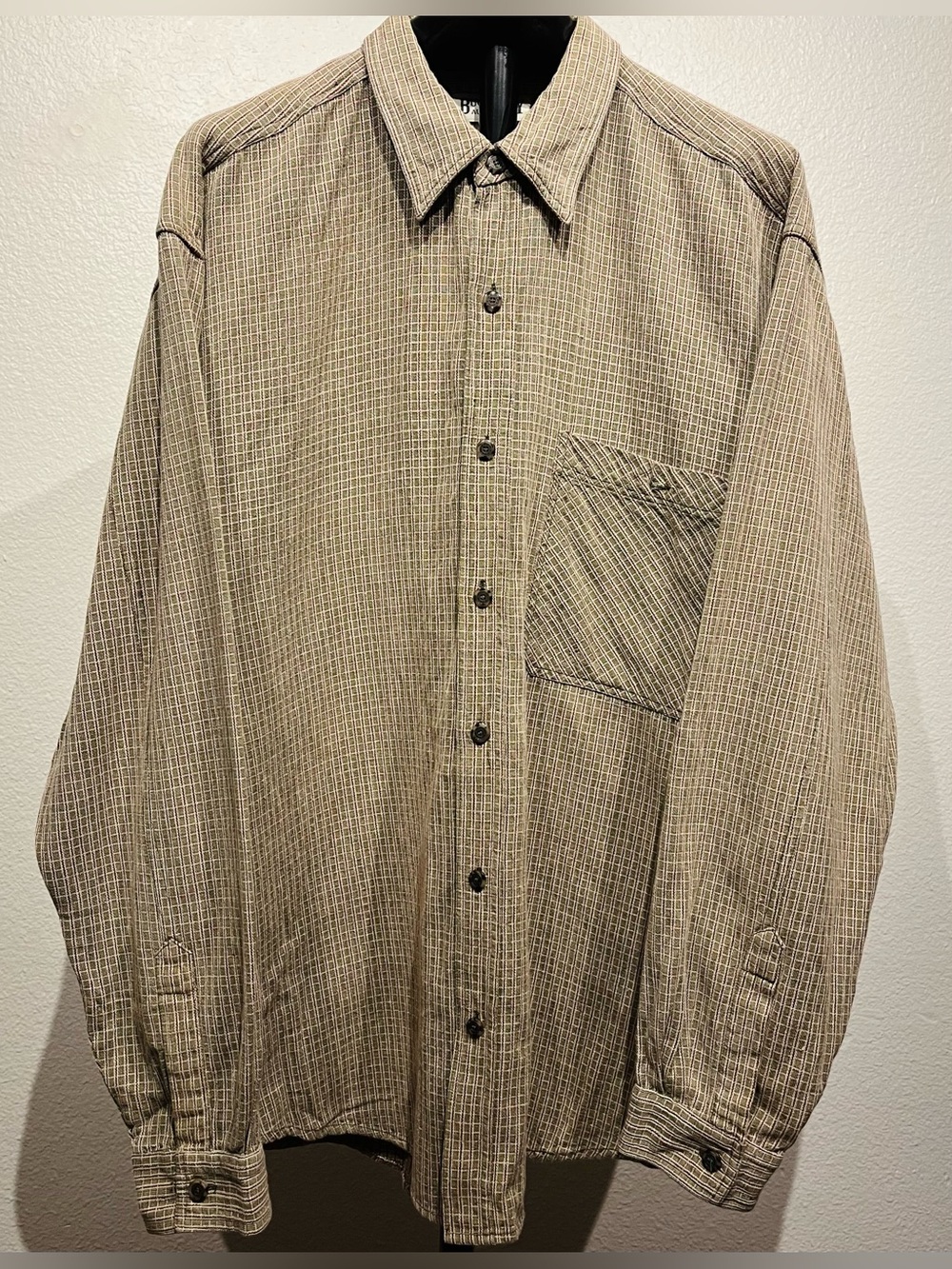Vintage Bugle Boy Beige Button-Up Shirt Jacket - Size L (Men’s)
